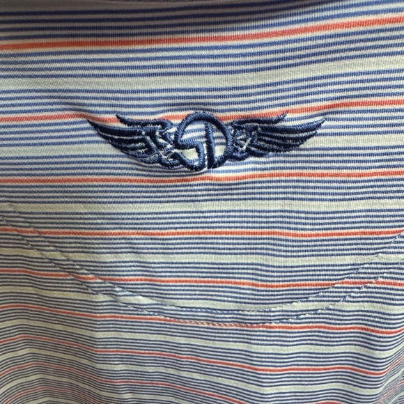 STRAIGHT DOWN Men’s Luxury Golf Polo Shirt SZ XXL Blue White Micro Stripe NWOT - Picture 7 of 15